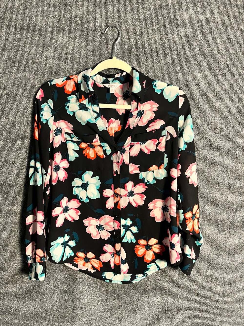 Candie's Floral Button Down Blouse Size XS 003-155